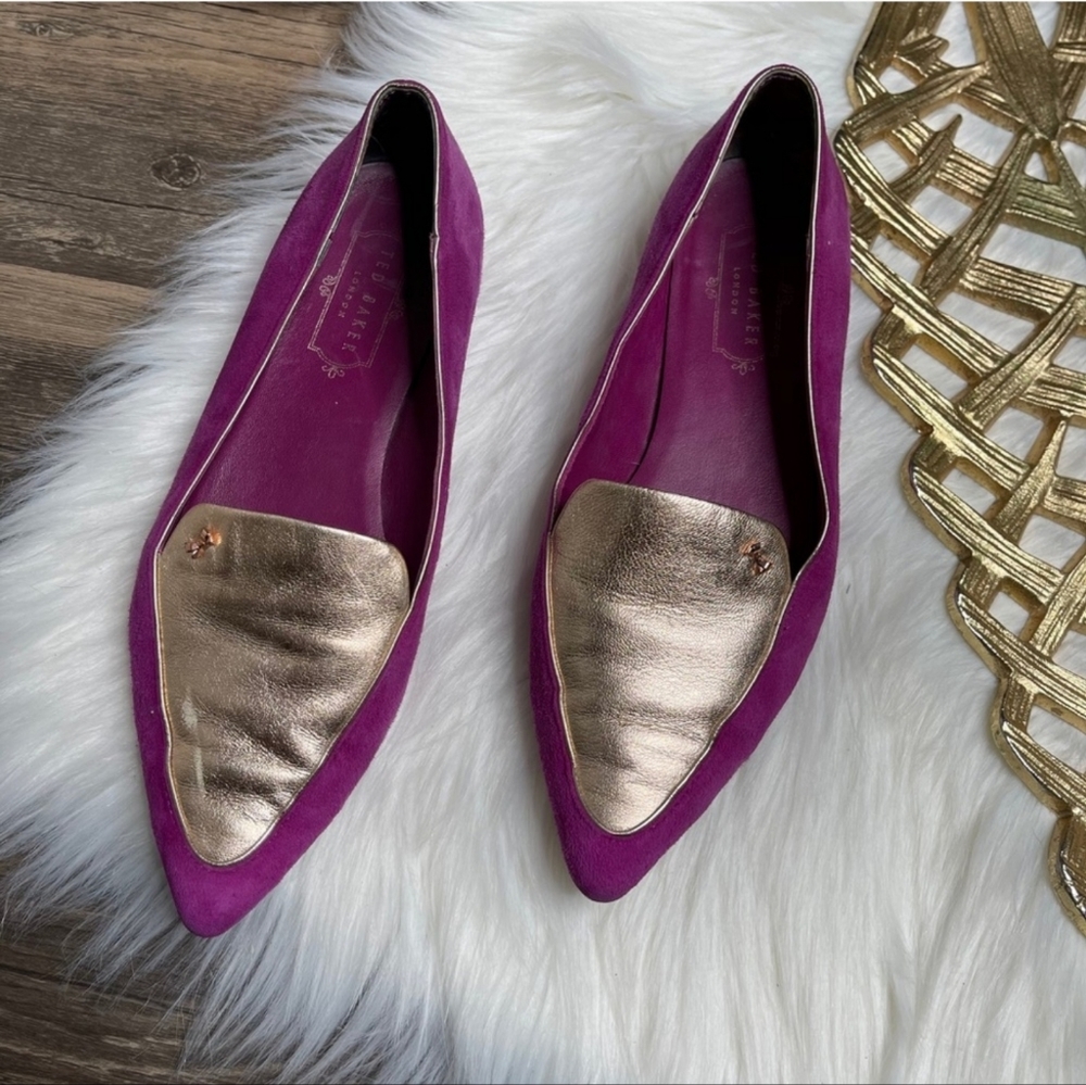 Ted Baker London Suede Flats Fuchsia Gold - image 3